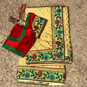Heavy embroidery worked Saree